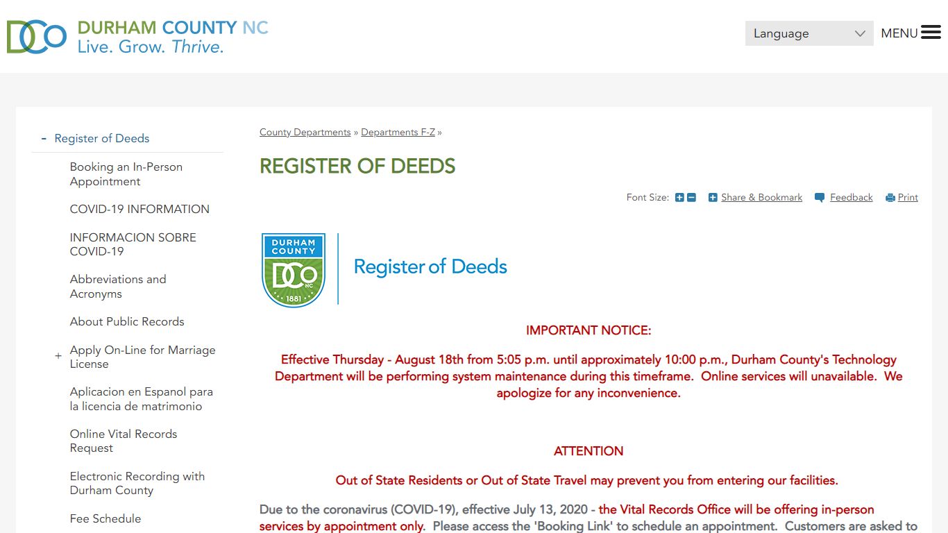 Register of Deeds | Durham County - DCONC